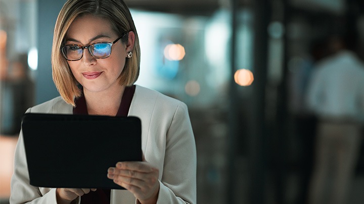 Woman working on a tablet