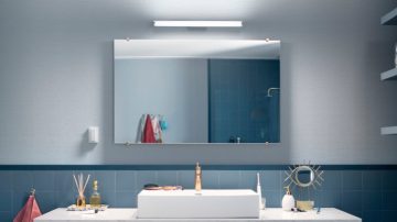 Wall light above a mirror in the bathroom