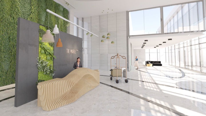 Vest&iacute;bulo del hotel Iluminaci&oacute;n de impresi&oacute;n 3D Decoraci&oacute;n de interiores