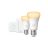 Hue Bridge, dimmer switch and two smart light bulbs