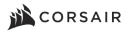 Corsair logo with stylized ship emblem on the left and the word ""CORSAIR"" in uppercase black letters on a transparent background.