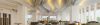 Modern interior with warm ambient lighting and curved ceiling
