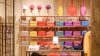 Colourful garment display in retail store