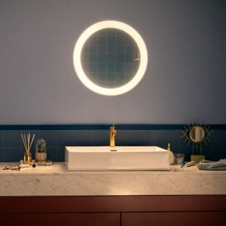 Bathroom with light around the mirror