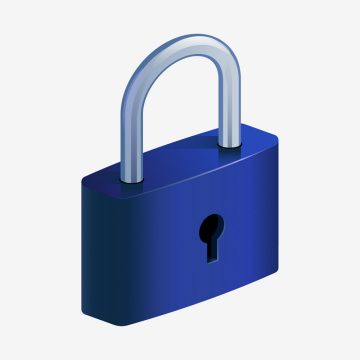 Illustration of a blue padlock with a silver shackle on a plain light background.