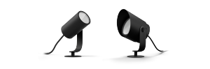 Collection of Lily spotlights in cylindrical shape, matte black finish, featuring mounting bases and visible power cables.