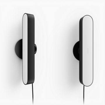 A collection of compact, rectangular Play light bars with black sides, white fronts, matte finish, and visible power cords.