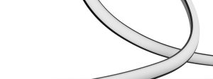 Curved smart lightstrip with a white matte finish, flexible shape, no visible switches or ports, shown against a plain background.
