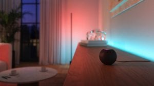 Couple using Amazon Alexa to turn on Philips Hue smart lights