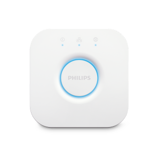 Le système de commande d’éclairage résidentiel intelligent Philips Hue Bridge.