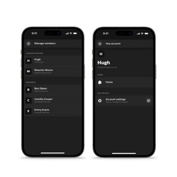 Application Hue affichant l’écran Gérer les membres