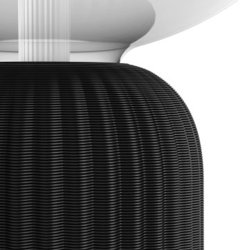 Gros plan de la base de la lampe de table Lightguide imprimée en 3D
