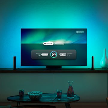 Ecrã da aplicação Philips Hue Sync TV na TV da sala de estar